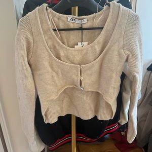 Zara cutout layered knit top